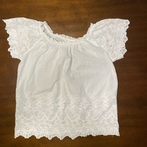 Emma & Elsa Girl’s White Crochet Lace Top Size 10/12